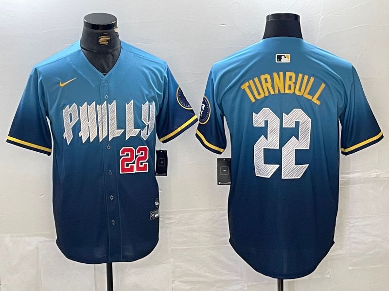 Men Philadelphia Phillies #22 Turnbull Blue City Edition Nike 2024 MLB Jersey style 3
